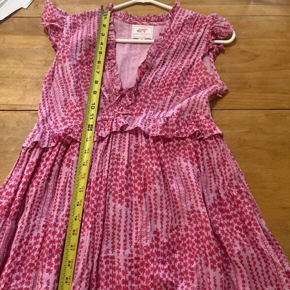 Banjanan Constance Pink Maiden Grass Raspberry Rose Midi Dress Sz XS Ruffle - Picture 10 of 14